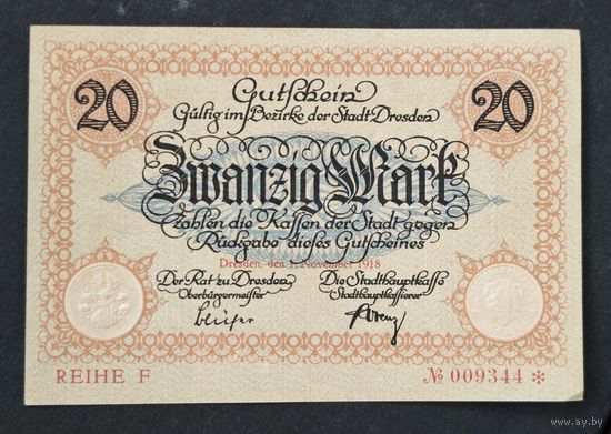 1918 год Германия 20 марок