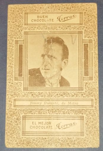 Джимми Дюранте. Актер. Вкладыш в шоколад. Испания. 1930-е