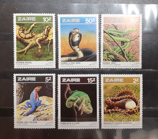 Заир. 1986 год. Фауна. Пресмыкающиеся (1098)