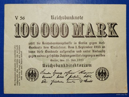Германия 100000 марок 1923 г. Р-91а