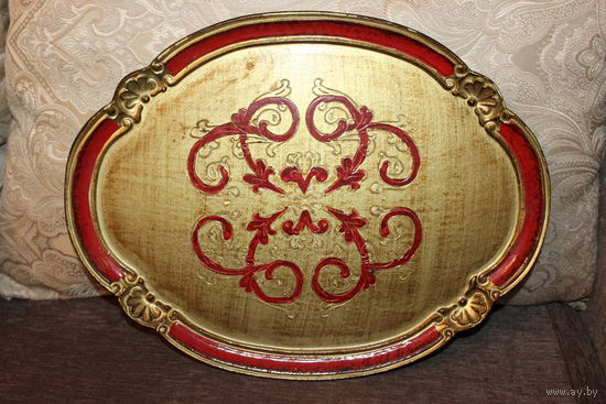 Флорентийский поднос, размеры 40.5*32 см.,  Италия.