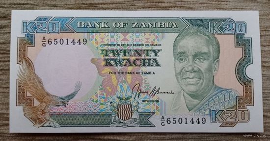 Werty71 Замбия 20 квача 1989 - 1991 UNC банкнота