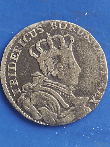Пруссия 6 грошей 1756 г. мд- "С" Фридрих II (1), без мц.