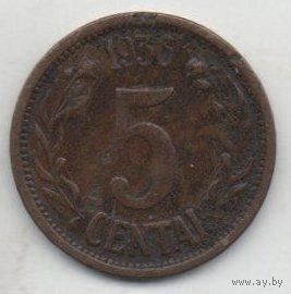 ЛИТОВСКАЯ РЕСПУБЛИКА /ПЕРВАЯ РЕСПУБЛИКА/. 5 ЦЕНТОВ 1936. ПАГОНЯ.