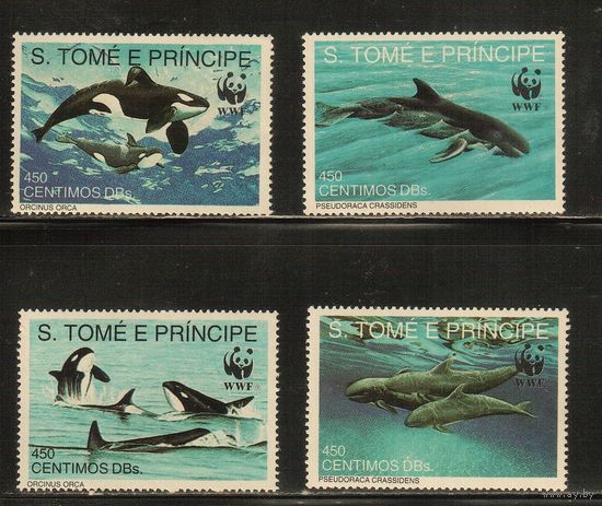 Сан-Томе и Принсипи-1992(Мих.1302-1305) , **   ,  Морская фауна, Киты (полная серия)