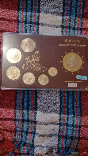 Кипр комплект монет 2001-2003 с пробной 1 евро unc.