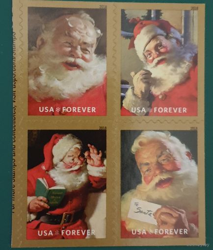 2018 Санта Клаусы ( вечные марки)США