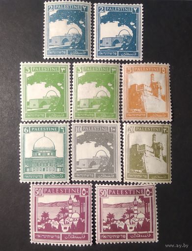 ВЕЛИКОБРИТАНИЯ\1123\ПАЛЕСТИНА 1927 -1944 . Разный тип бум. и цвет SGкц18.5фунт. british colonies