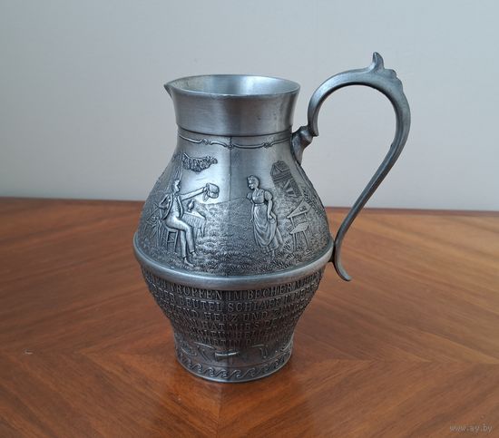 Кувшин цинк цинковый День после получки Freiling Zinn Германия ХХ век