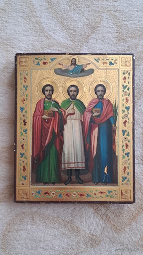 Икона Святые Косма, Дамиан, Вонифатий.