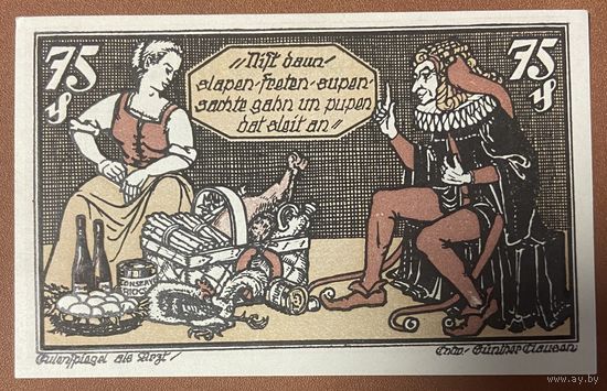 Нотгельд , 75 пфеннигов, Брауншвейг , 1921 год. Веймарская республика