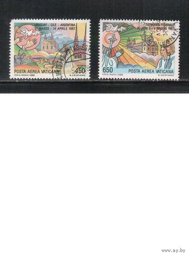Ватикан-1988,(Мих.952-953)  гаш. , Религия, Визиты  Папы Иоанна Павла II