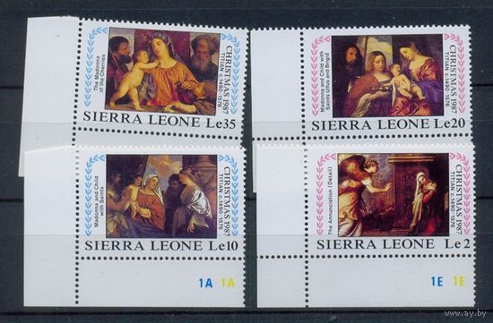 1987 - Сьера Леоне Тициан Искусство Живопись Рождество ** 1066-9