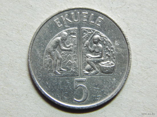 Экваториальная Гвинея 5 экуэле 1975г.