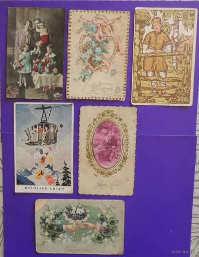 Открытки праздничные, Польша, Латвия, Франция, до 1917 г.