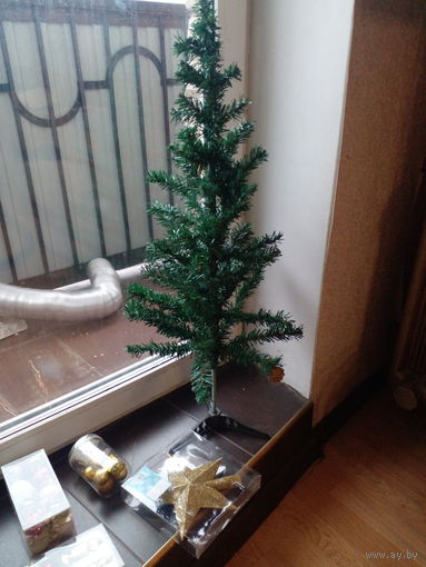 Елка 1 м., игрушки, есть стекло ВСЕ НОВОЕ ЗА ВСЕ