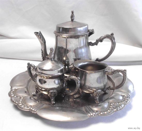 Сервиз кофейный на подносе Эгоист Серебрение
