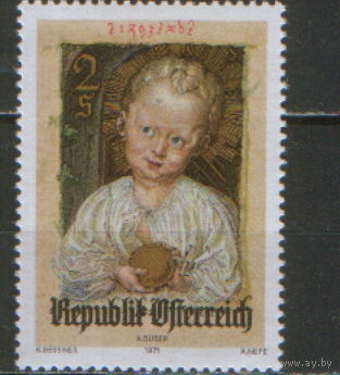 Полная серия из 1 марки 1971г. Австрия "Рождество. Миниатюра Альбрехта Дюрера "Иисус-Искупитель" MNH