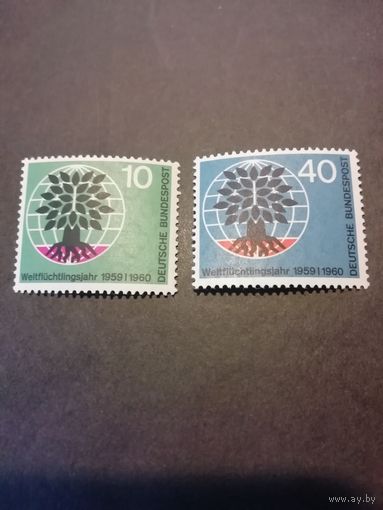 ФРГ 1960 Серия из двух марок "Всемирный год беженцев" (чистые**) Mi.326-327 каталог 3.00 евро