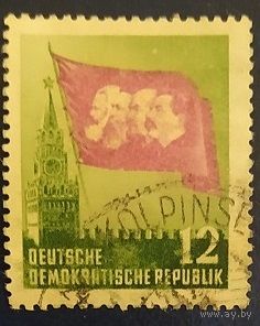 ГДР 1953 Карл Маркс , Сталин , Ленин , марка с конверта.