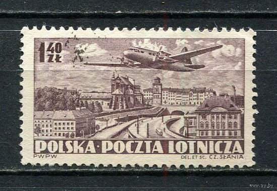 Польша - 1952 - Авиация 1,40Zt - [Mi.730A] - 1 марка. Гашеная.  (Лот 53HF)-T41P11