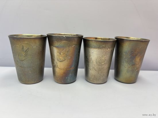 Стопки птички 4 шт метал