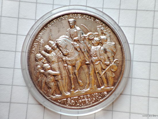 Пруссия 2 марки 1913 г. 100 лет поражения Напалеона.Толпа.