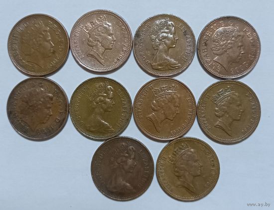 1 пенни 1974 г . 1976 г .1984 г .1986 г .1988 г .1993 г .1996 г .1999 г .2001 г .2006 г