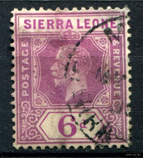 Британские колонии - Сьерра-Леоне - 1912г. - король Георг V, 6 P - 1 марка - гашёная [Mi 88]. #4-B5-118-A-1