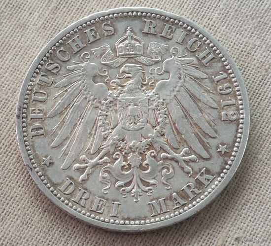 1912 год 3 марки Германия    серебро