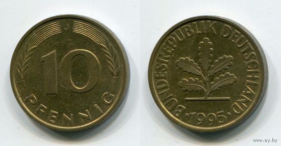 Германия. 10 пфеннигов (1995, буква J, XF)