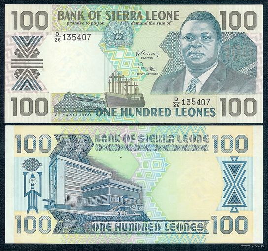 Сьерра Леоне 100 леоне 1989 год, UNC-