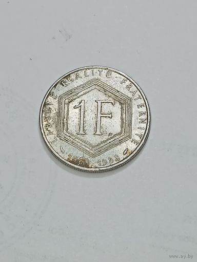 Франция  1 франк 1988 года . Де Голь .