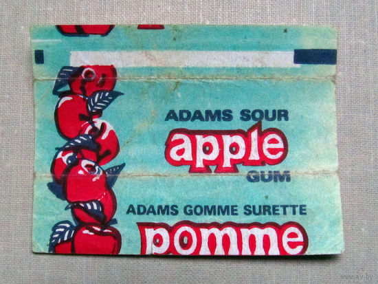 01-289 Обертка фантик от жевачки жевательной резинки Adams Apple Pomme 1970-е