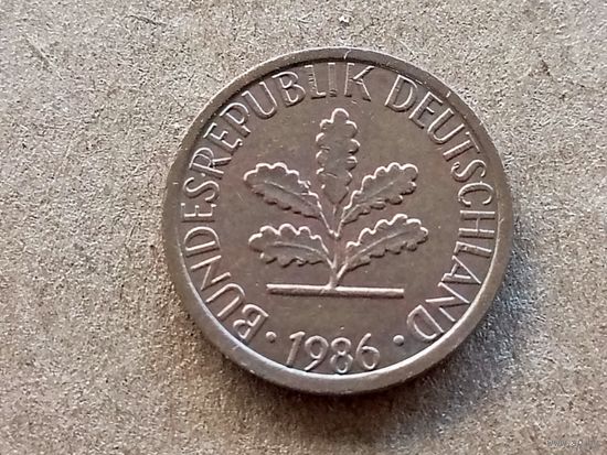 ФРГ 1 пфенниг, 1986"J" (К-U-)