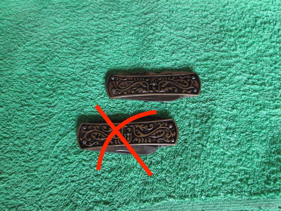 Нож ссср, складной-манекюрный ,Рукоять бронзовая в эмали с рисунком.З-Д / с т и з.Цена за 1шт,