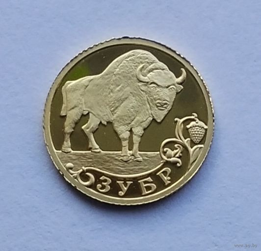 Золотая медаль Зубр 2015 г. Золото 999 проба. 0,5 гр. Proof. Клеймо с пробой. Сертификат.