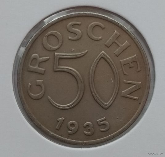 Австрия 50 грошей 1935 г. В холдере