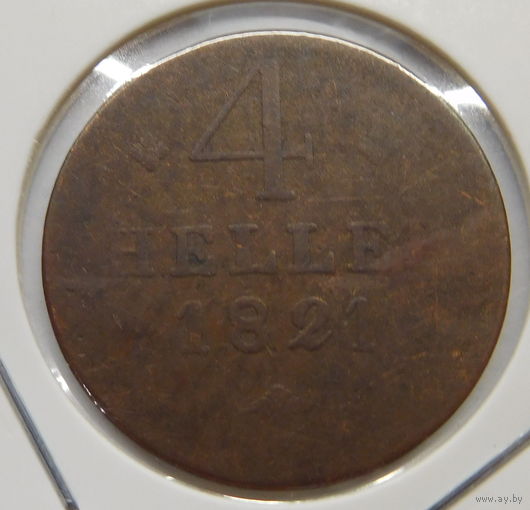 Гассен-Кассель 4 геллера 1821 г
