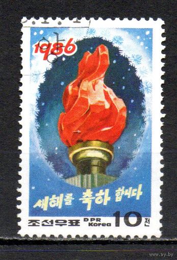 С Новым годом! КНДР 1986 год серия из 1 марки