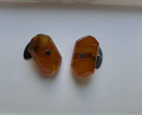 Запонки янтарь,серебро СССР.