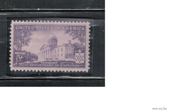 США-1941, (Мих.499), **  , 150-лет штату Вермонт, Архитектура (одиночка)