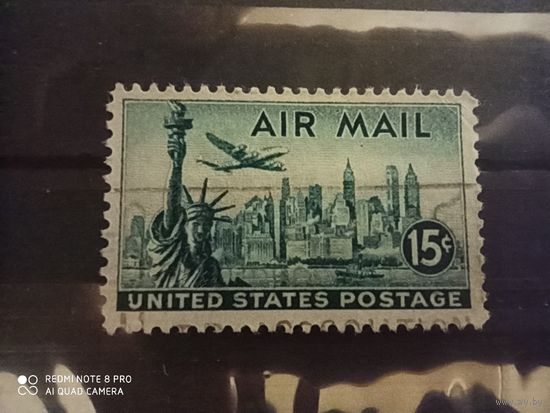 США 1947, Авиапочта. Самолет над Нью-Йорком