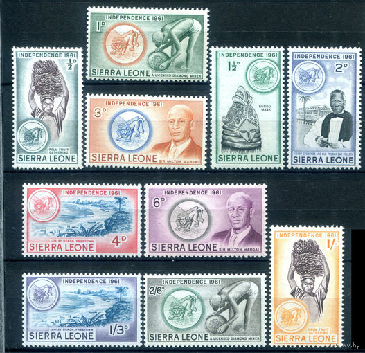 Сьерра-Леоне - 1961г. - независимость - 10 марок - MLH, MH. #3-WB-90-A-1