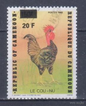 [161] Камерун 1990. Фауна.Птицы.Петух. НАДПЕЧАТКА. Гашеная марка.