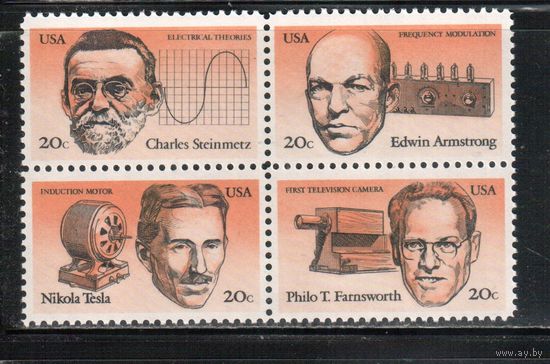 США-1983, (Мих.1653-1656) , **  , Личности, Изобретатели ,(полная серия)(1)