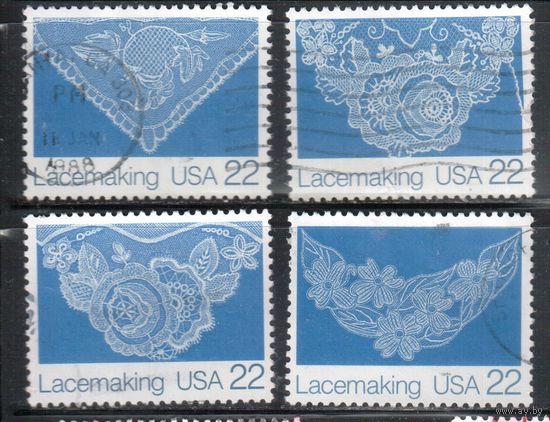 США-1987, (Мих.1936-1939), гаш.,  Прикладное искусство, Кружева(полная серия)(1)