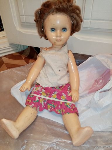 Большая старая кукла с чердака. СССР винтаж. 60 см. С рубля.