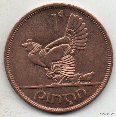 РЕСПУБЛИКА ИРЛАНДИЯ. 1 ПЕННИ 1966. ФАУНА. КУРИЦА И ЦЫПЛЯТА. UNC