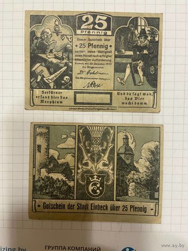 Нотгельд 25 пфеннигов Германия Айнбек-0101-2